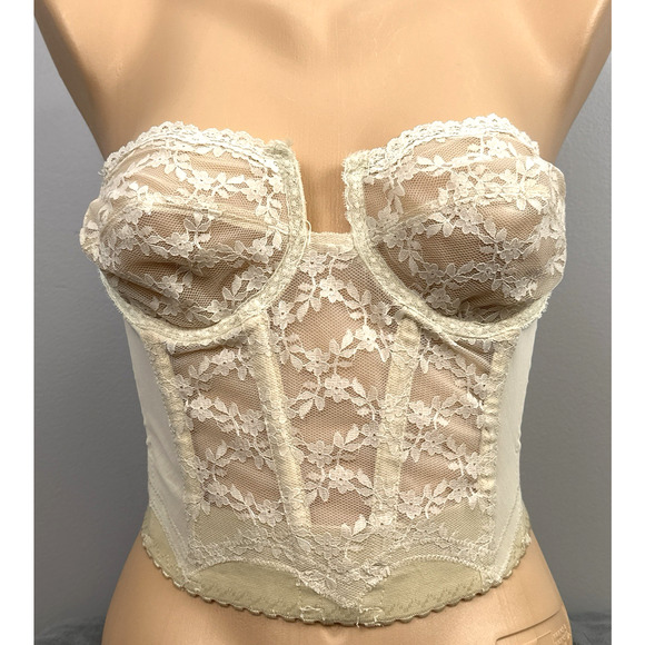 Backless By Young Smoothie 480 Corset Bustier Longline Bra Size 34B Beige - Picture 1 of 8